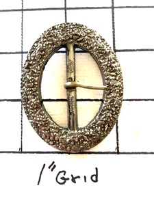 Vintage Slovakian 1950's 2.25" Oval silver Pebble tone Belt Buckle ~F~ - Picture 1 of 5