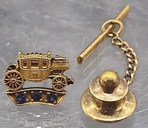 VTG Fisher Body Pin 10K Gold Employee Service Award GM Sapphire 10 years - Picture 1 of 10