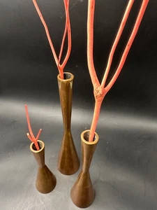 Suite de 3 vases diabolos en bronze doré travail scandinave - Picture 1 of 15