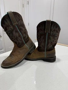 Ariat Womens Delilah Round Toe Western Boots Brown & Teal Size 6.5B Medium Calf - Picture 1 of 8
