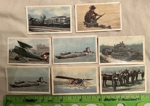 Lote de 8 tarjetas comerciales de cigarrillos de colección Lloyd War tren polaco Japón tanques submarino - Imagen 1 de 2