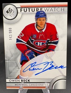 2023-24 SP Authentic OWEN BECK Future Watch Auto /999 #113 Rookie - Picture 1 of 3