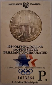 USA 1984 Olympiastadion Los Angeles 26,73 g / 900 Silber 1 $ ST – (24B) - Bild 1 von 5