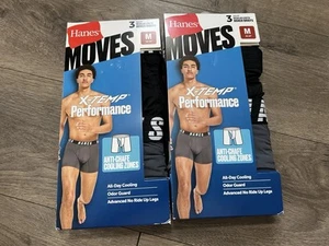 6 Pairs Hanes Moves Boxer Briefs Size Medium New - Picture 1 of 3
