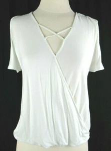 AE American Eagle Cold Shoulder Top Shirt White Short Sleeve Extra Small XS NWOT - Picture 1 of 5