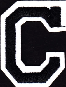 LETTERS -  2" Black & White Letter  "C"  - Iron On Embroidered  Applique - Picture 1 of 2