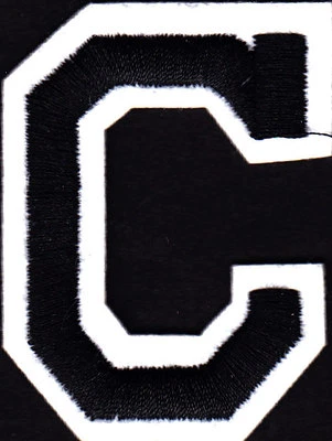 LETTERS -  2" Black & White Letter  "C"  - Iron On Embroidered  Applique - Image 1 of 2