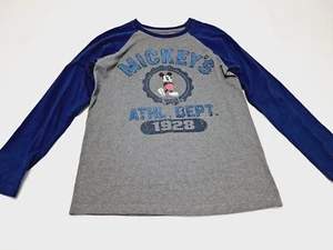 Disney Store Shirt L 10-12 Mickey Mouse Blue Gray Long Sleeve Boy h - Picture 1 of 4