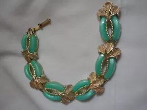 Vintage Ice Blue Silver leaf Bracelet Costume Estate Jewelry unmarked - Picture 1 of 4