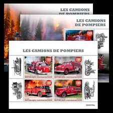 Fire Trucks Fire Engines MNH Stamps 2022 Central African Republic M/S + 2 S/S