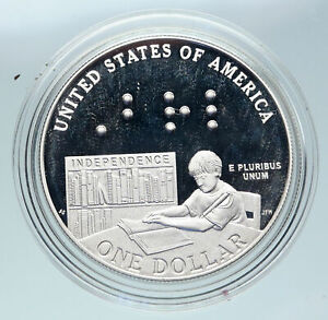2009 UNITED STATES USA Louis Braille Inventor to Blind Deaf Silver $ Coin i86452