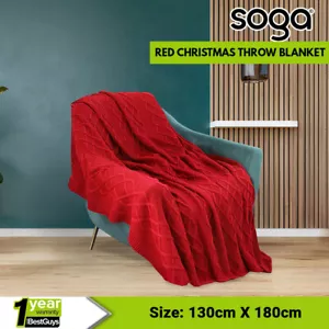 SOGA 130x180cm Throw Blanket Red Christmas Fluffy - Picture 1 of 10
