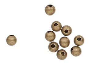 10 Antiqued Gold Plated 3mm Half Drilled End Beads for Use with MEMORY WIRE - Picture 1 of 5