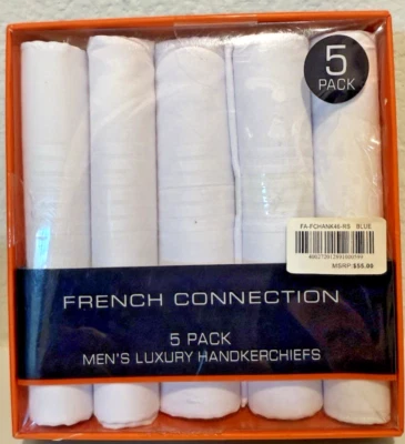 FRENCH CONNECTION -NWB***MENS LUXURY HANDKERCHIEFS 16 X 16 -WHITE - Image 1 of 4