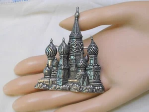 Jonette Jewelers JJ Cathedral Russia Kremlin Brooch 1986 Vintage Castle - Bild 1 von 4
