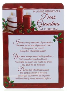 Loving Memory Christmas Graveside Memorial Card - Dear Grandma 6" x 4" - Picture 1 of 1