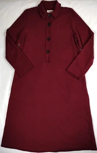 Bodil Dress Size S Maxi Cotton Terry Lagenlook Oversize Burgundy Red Long Sleeve - Picture 1 of 7