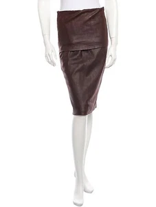 STUNNING, NEW $1,895 DONNA KARAN BROWN LAMBSKIN TUBE SKIRT  - Picture 1 of 3