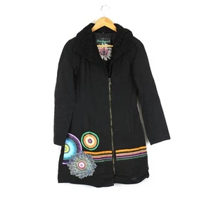 DESIGUAL STYLE:51E29E1 Women'S Coat Size S Black Embroidered Full Zip s6372 - Picture 1 of 12