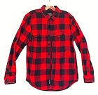 American Eagle Men’s Plaid Lumber Jack Flannel Shirt Medium Red and Black)