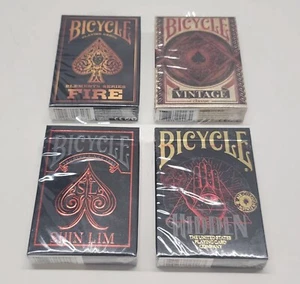Bicycle Playing Cards Lot Of 4 Shin Lim Fire Vintage Hidden Collection - Picture 1 of 8