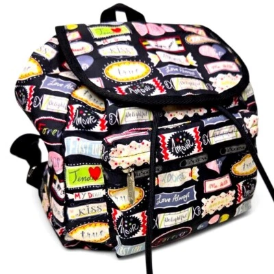 Lesportsac Edie Mini Back Pack Bag Candy Wrapper Canvas Trim Boxy Body School - Image 1 of 4