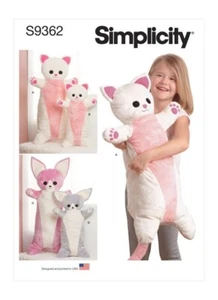Simplicity Sewing Pattern Animal Plush Body Pillows -S9362 - Picture 1 of 9
