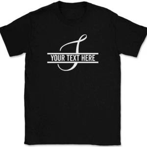 Letter S Monogram Your Text Here Custom T-Shirt Personalized Family Gift Tee - Picture 1 of 10