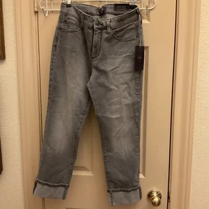 NYDJ Womens Jeans Capri Size 4P Gray Embellished Boyfriend - Picture 1 of 6