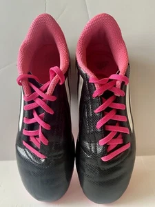 EEUC Girls 3.5 ADIDAS Soccer Baseball SPORTS CLEATS SHOES Black/Hot Pink Lace-up - Picture 1 of 9