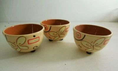 BELLA CASA por GANZ 3 patas cuencos de cereal patrón mariposa NUEVO Foto 1 de 2