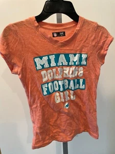 MIAMI DOLPHINS NFL ORANGE TSHIRT GIRLS 7/8 pre-owned - Picture 1 of 3