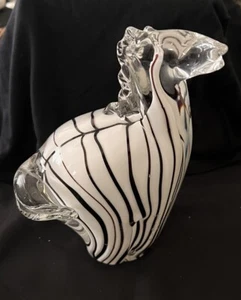 FIFTH AVENUE CRYSTAL 5" STRIPED ZEBRA HANDMADE ART GLASS BEAUTIFUL IN BOX - Picture 1 of 4