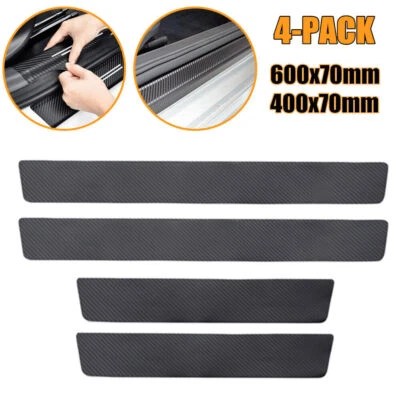 Carbon Fiber Look Car Front&Rear Door Plate Sill Scuff Cover Antiscratch Sticker - Image 1 of 4