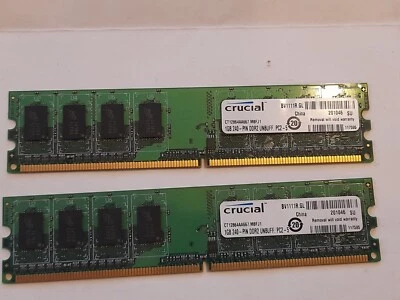 x2 1gb Crucial memory PC2-5300 desktop - Image 1 of 3