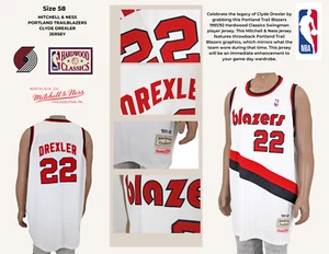 MITCHELL & NESS PORTLAND TRAILBLAZERS CLYDE DREXLER JERSEY: Size 58 w/ Free Hat - Picture 1 of 11