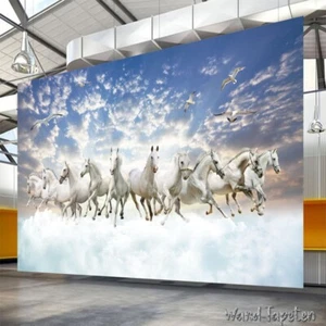 Vlies Fototapete Wandtapete Wandbilder 3D Modernes Dreidimensionales Pferd 3353 - Picture 1 of 3