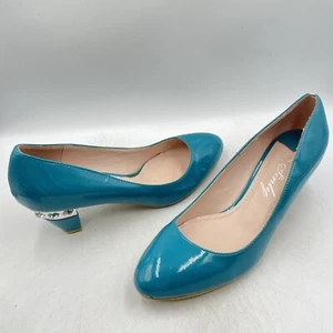 Sinly türkisblau Strass hoher Absatz Keilabsatz Stiletto Schuhe Größe UK 6 - Bild 1 von 9