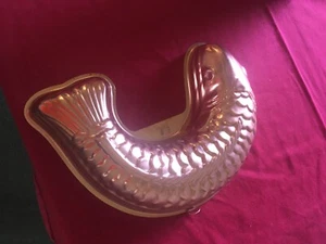 Molde de pescado forrado de estaño de cobre vintage SUPER KEEN - 10 PULGADAS - Imagen 1 de 5