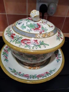 Antique 1862-1908 Wedgewood Lidded Dish& under plate Indian Tree design RARE! - Picture 1 of 9
