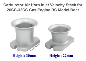 Carburetor Air Horn Inlet Velocity Stack for 26-32CC Gas Engine RC Boat - Silver - Picture 1 of 19