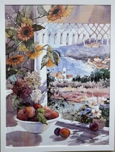 Marilyn Simandle "Sunshine Bay" Plate Signed Framed Art Seascape Still LifeNEW - Picture 1 of 4