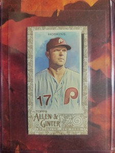 2020 Allen & Ginter Mini Gold Border Rhys Hoskins #9 Phillies 