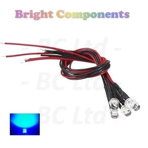 10 x Pre-Wired Blue LED 5mm Flat Top : 9V ~ 12V : UK Seller - Picture 1 of 1
