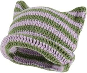 Crochet Hats for Women Cat Beanie Vintage Beanies Women Fox Hat Grunge Accessori - Picture 1 of 12