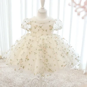 Toddler Girls Dress White Floral Princess Party Wedding Tulle Tutu Dress - Picture 1 of 2