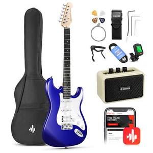 🎸Donner HUSH-X Travel Electric Guitar Kits Portable H-S Pickups Quiet Sunburst - Picture 1 of 11