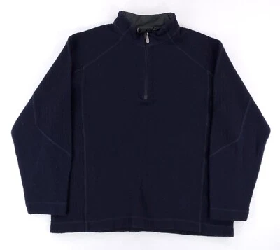 Mountain Hardwear 1/4 拉链毛衣羊毛混纺蓝色长袖男式 XXL — 第 1/4 张图片