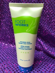 Polvo fresco para pies cremoso pepino Avon Foot Works 3,4 fl oz NUEVO DE LOTE ANTIGUO - Imagen 1 de 1