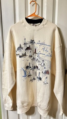 Sudadera De Colección 94 Faros de los Grandes Lagos 2XL Crema Arte Ilimitado EE. UU. Foto 1 de 4